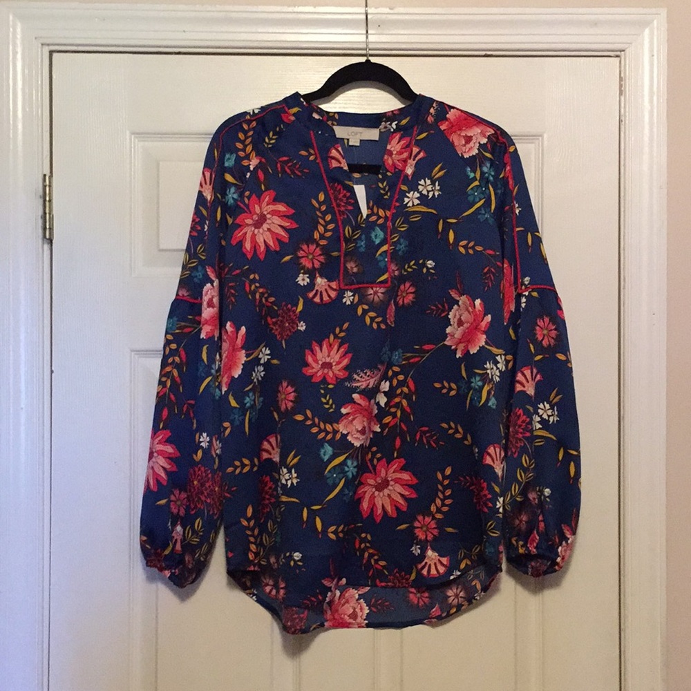 LOFT Blue Floral Blouse